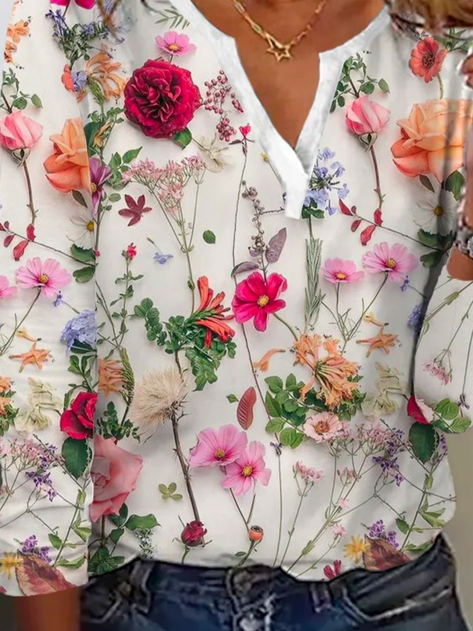 Long Sleeve Floral Casual T-Shirt