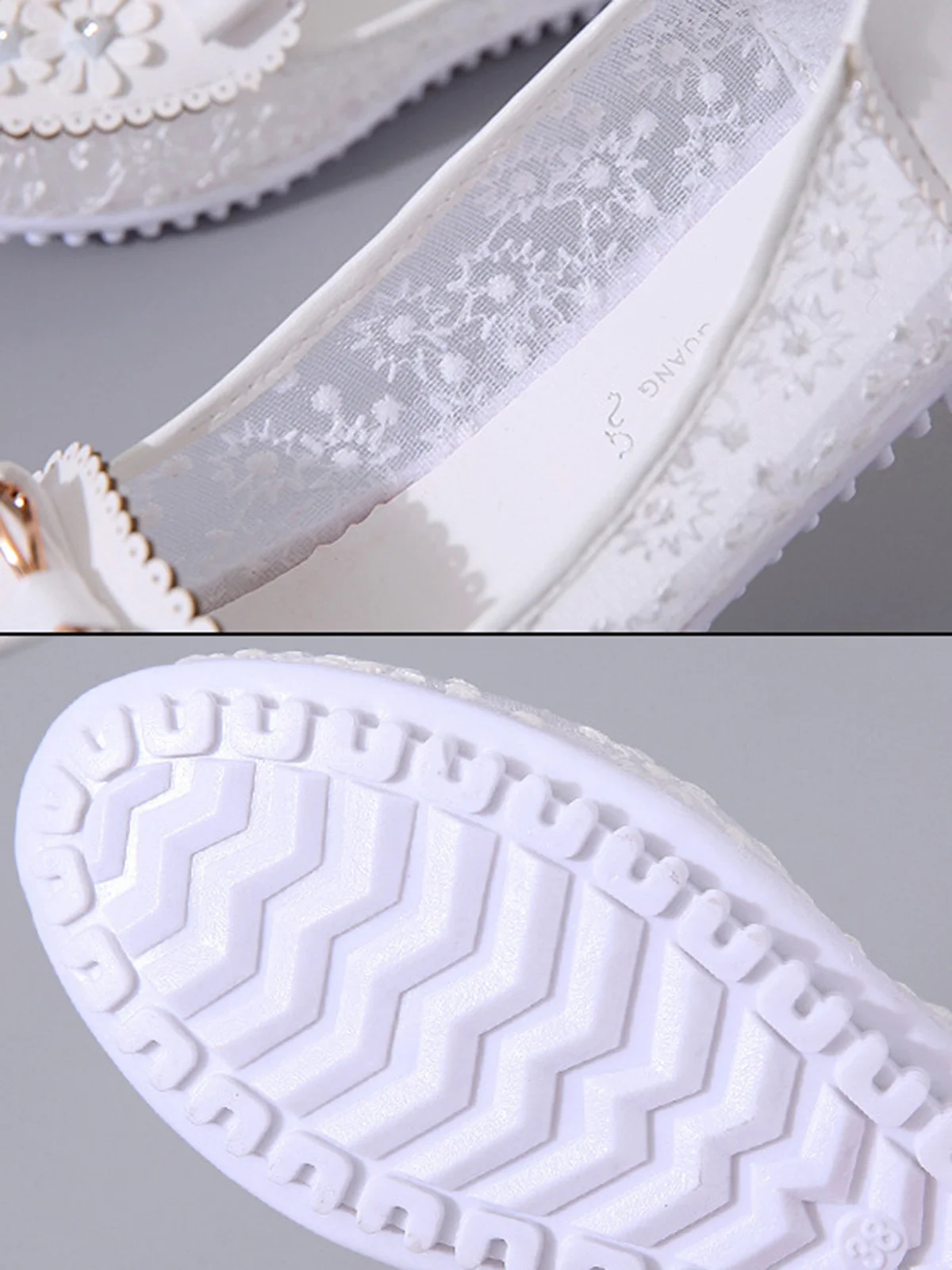 Elegant Applique Bowknot Decor Lace Split Joint Flat Shoes