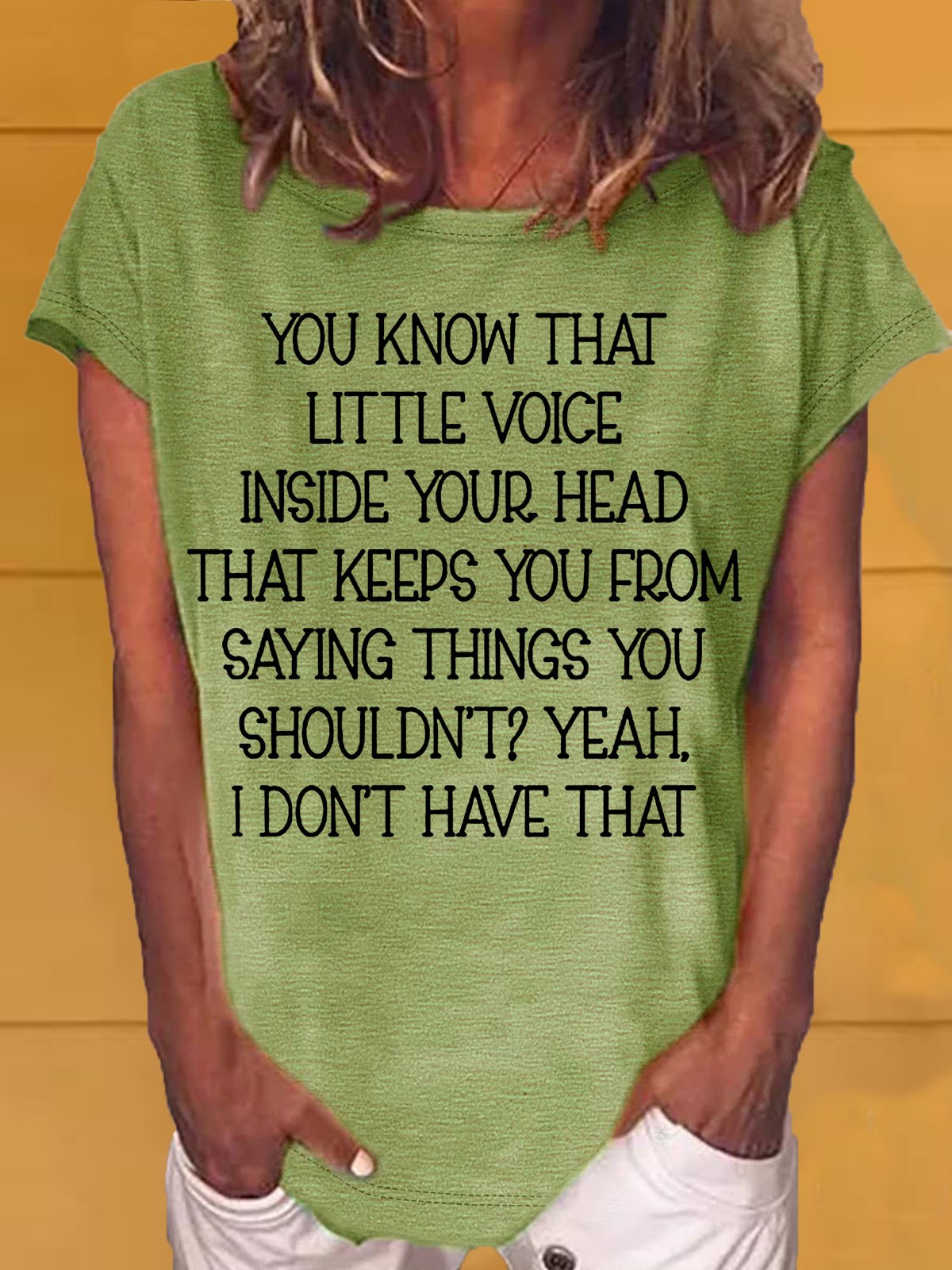 Women's Little Voice Inside Your Head Funny Casual Crew Neck T-Shirt