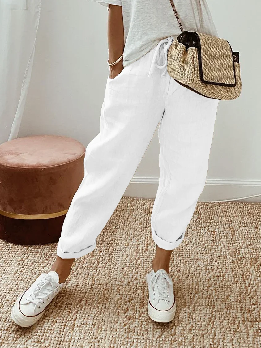 Loose Cotton Casual Plain Casual Pants