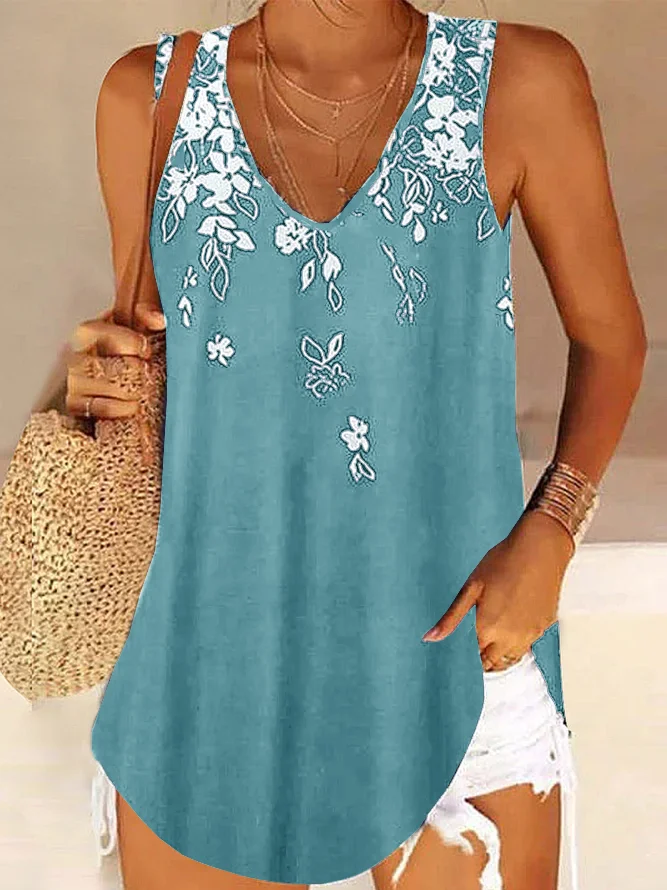 V Neck Casual Tank & Cami