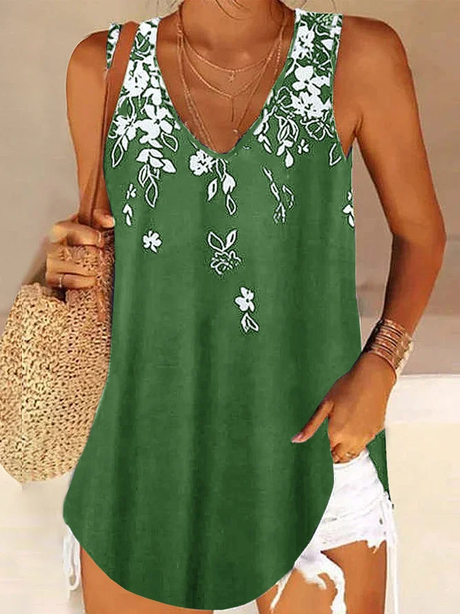 V Neck Casual Tank & Cami