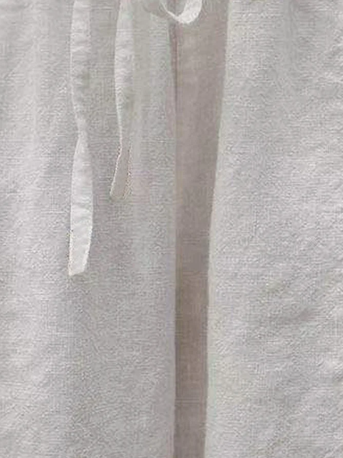 Linen Plain Cotton And Linen Lace Pants