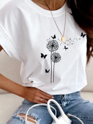 Casual Dandelion Crew Neck T-Shirt