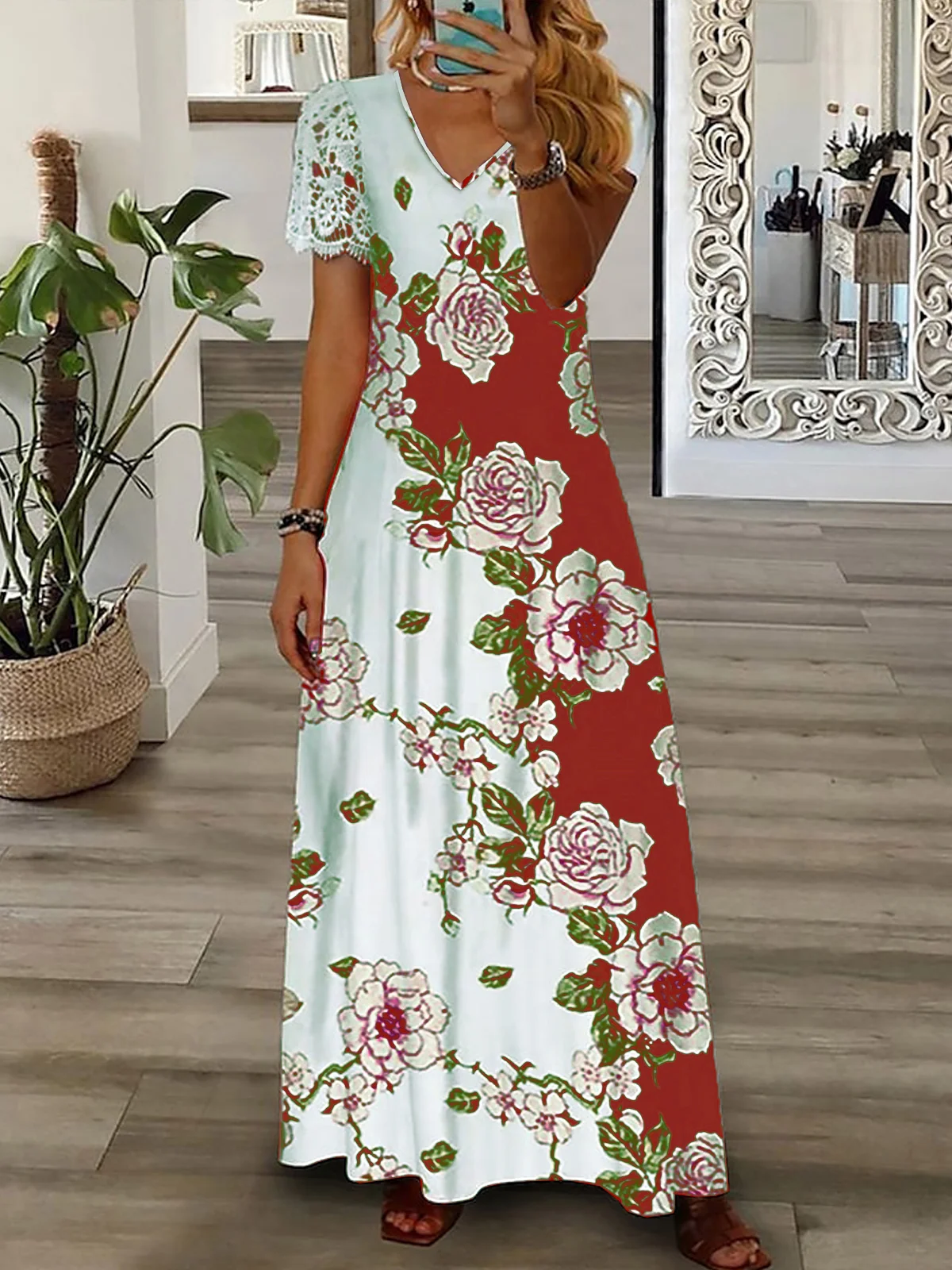 Casual Floral Loose Jersey Dress