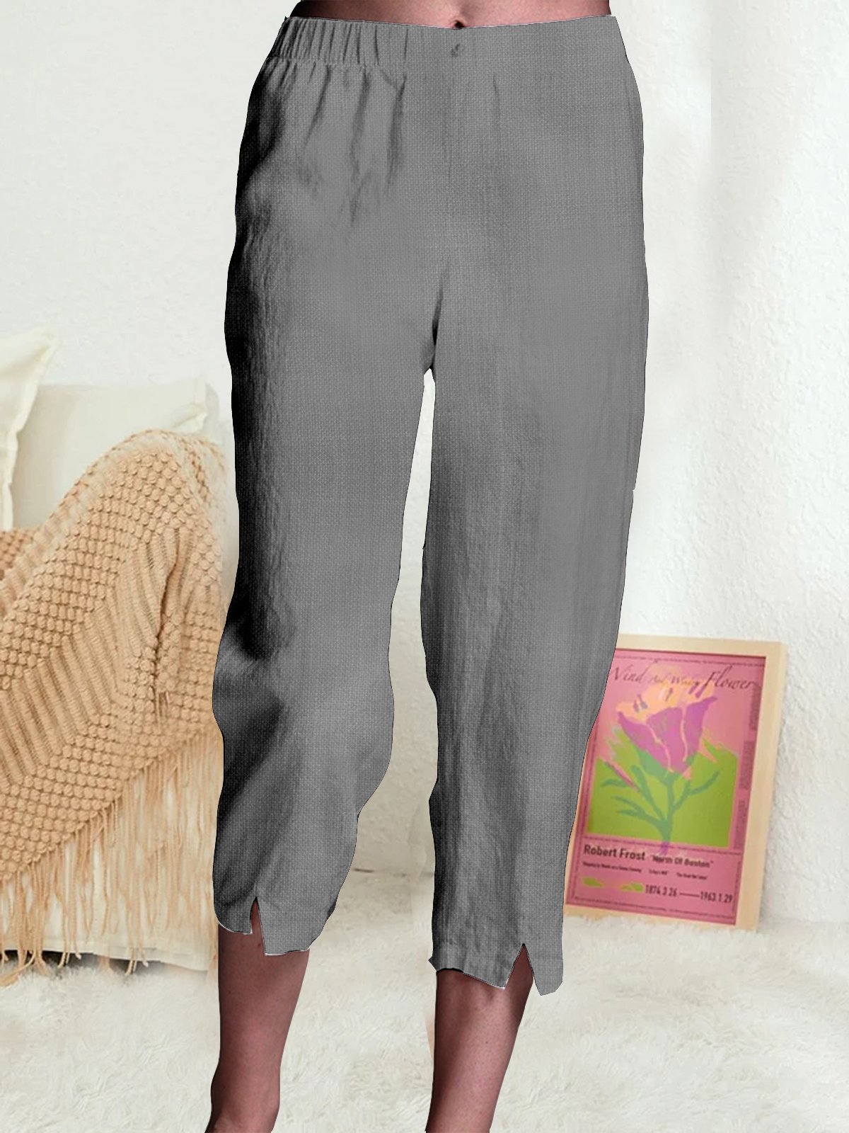 Casual Loose Cotton Plain Pants