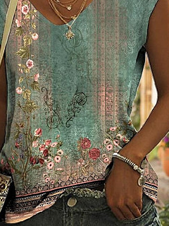 Floral Loose Vacation Tank Top