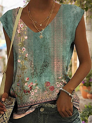 Floral Loose Vacation Tank Top