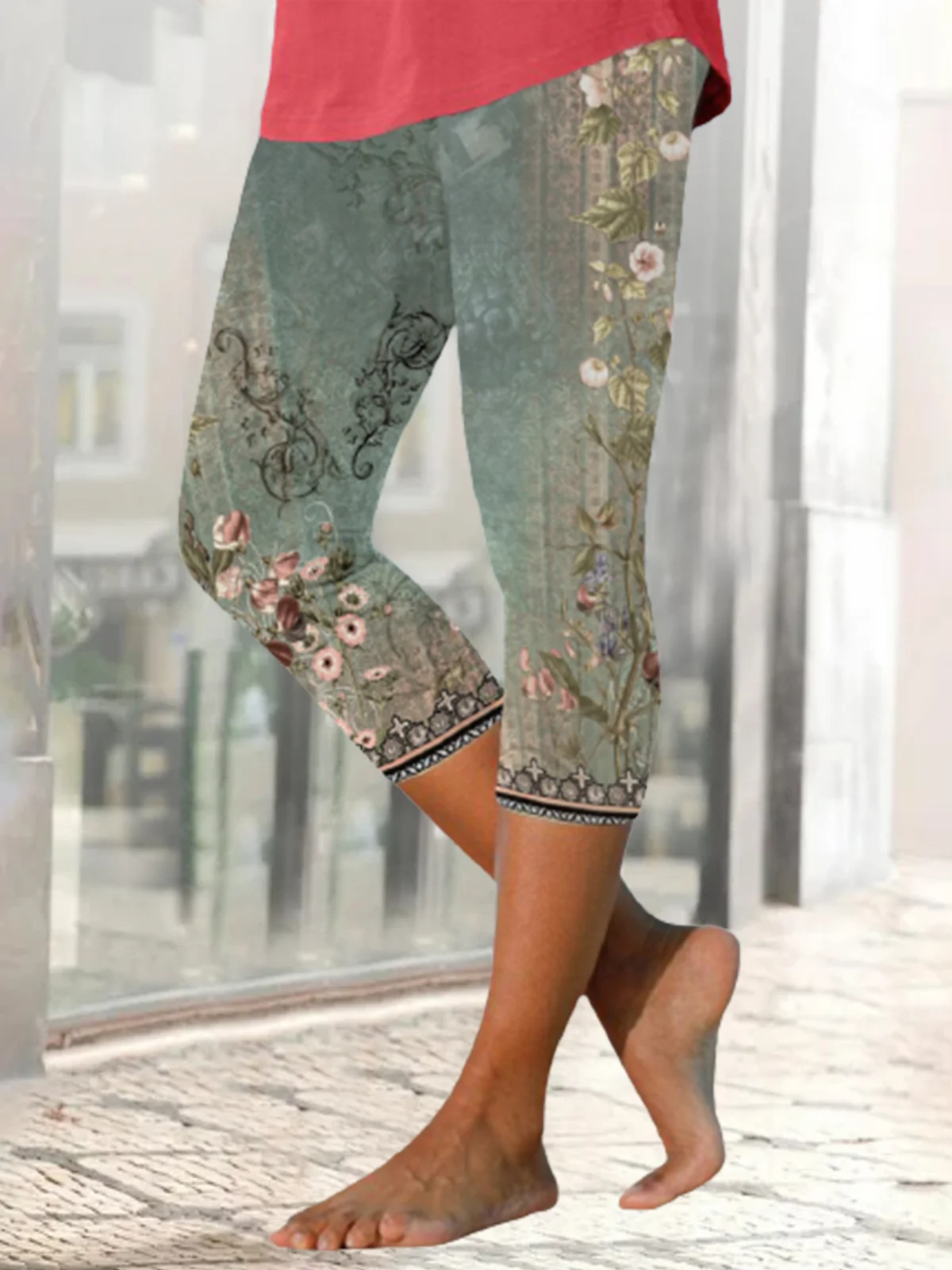 Casual Tight Ethnic Printed Leggings