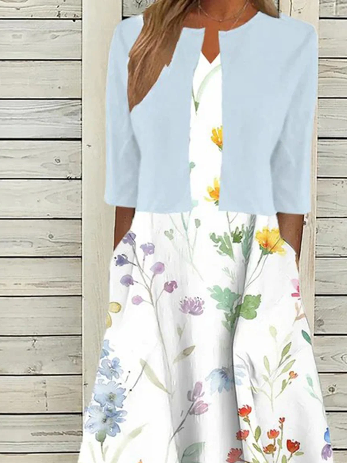 V Neck Floral Casual Two-Piece Set