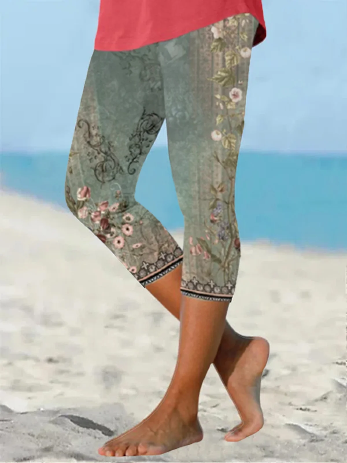 Casual Tight Ethnic Printed Leggings