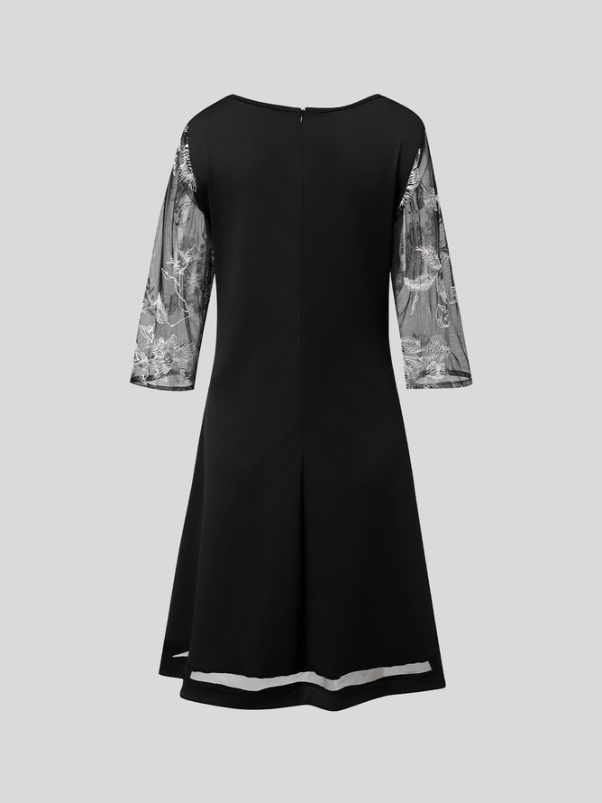 Crew Neck Floral Lace Dress