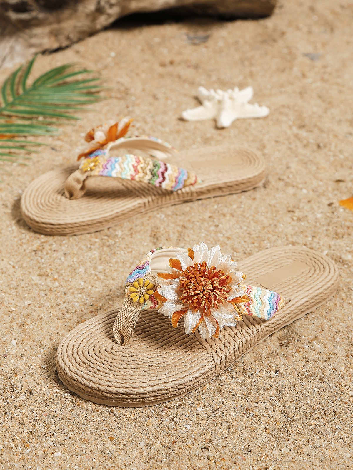 Bohemian Applique Beach Flip-Flops
