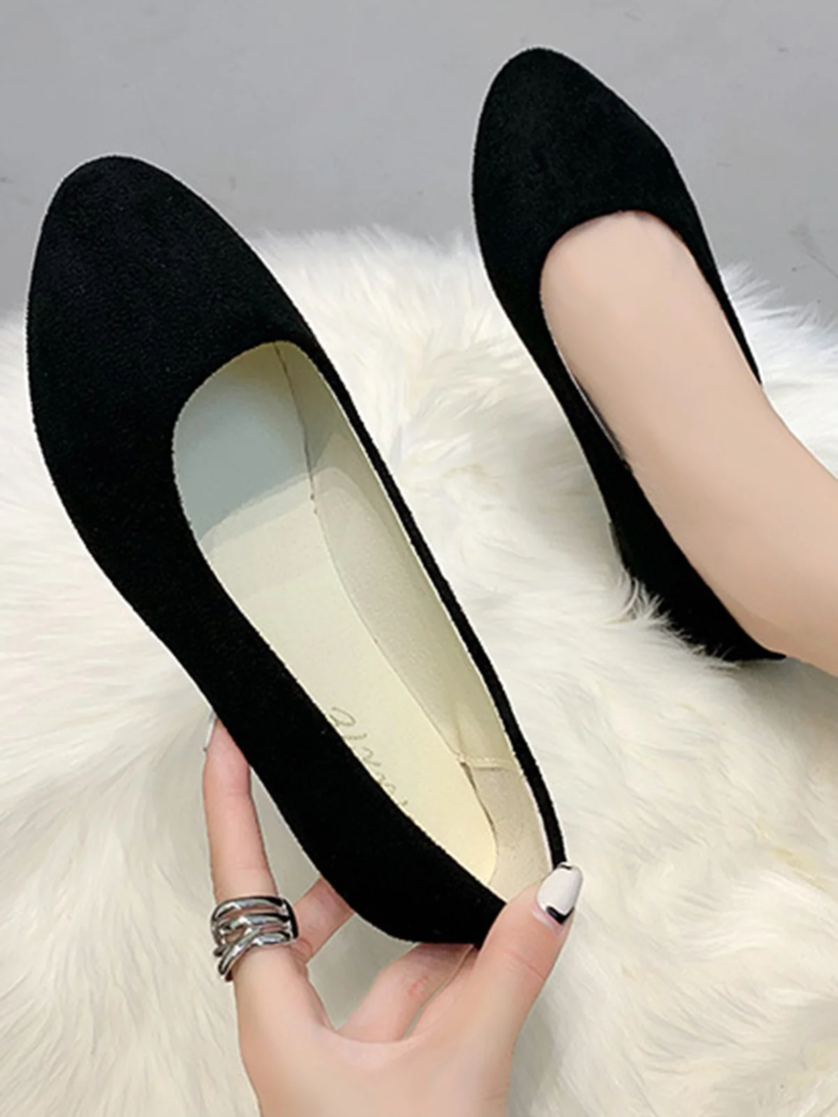 Multi-color Breathable Plain Velvet Simple Non-SlipSlip On Shallow Shoes Non-Slip Flat Heel Shoes