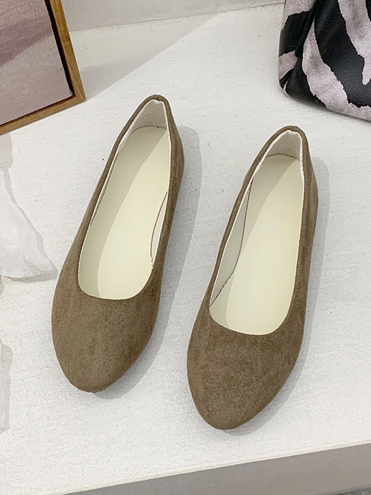 Multi-color Breathable Plain Velvet Simple Non-SlipSlip On Shallow Shoes Non-Slip Flat Heel Shoes