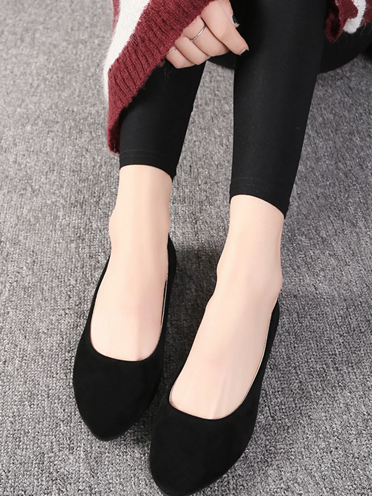 Multi-color Breathable Plain Velvet Simple Non-SlipSlip On Shallow Shoes Non-Slip Flat Heel Shoes