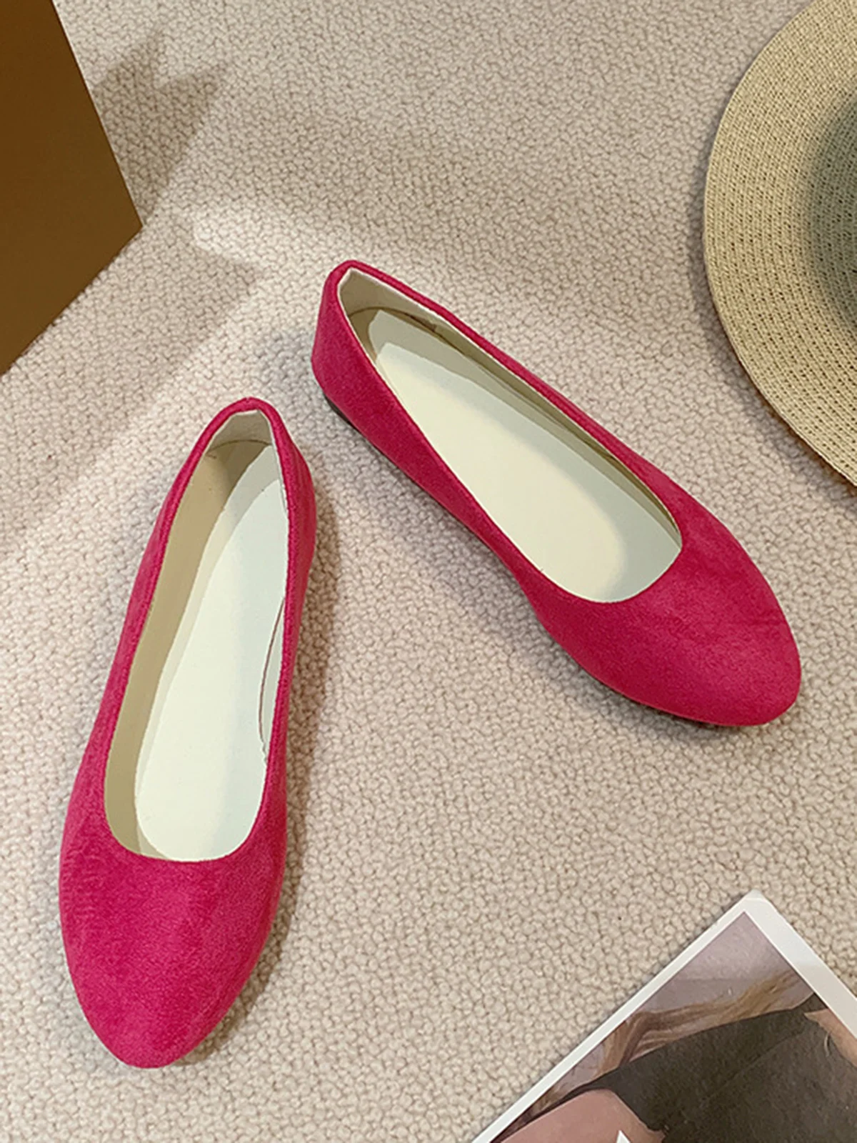 Multi-color Breathable Plain Velvet Simple Non-SlipSlip On Shallow Shoes Non-Slip Flat Heel Shoes