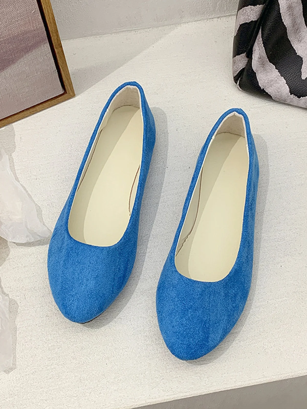 Multi-color Breathable Plain Velvet Simple Non-SlipSlip On Shallow Shoes Non-Slip Flat Heel Shoes