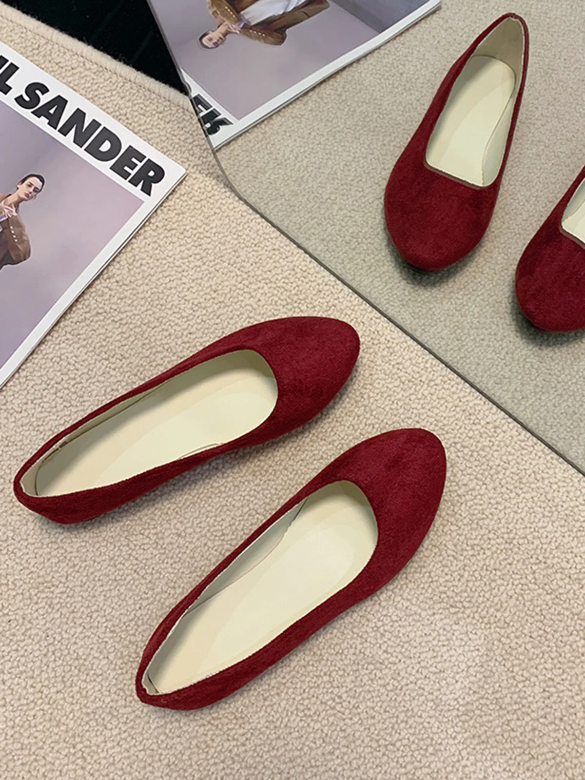 Multi-color Breathable Plain Velvet Simple Non-SlipSlip On Shallow Shoes Non-Slip Flat Heel Shoes