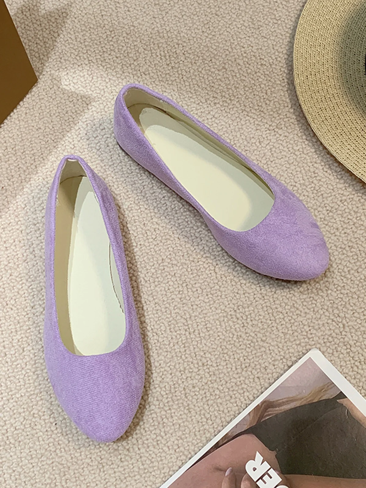 Multi-color Breathable Plain Velvet Simple Non-SlipSlip On Shallow Shoes Non-Slip Flat Heel Shoes