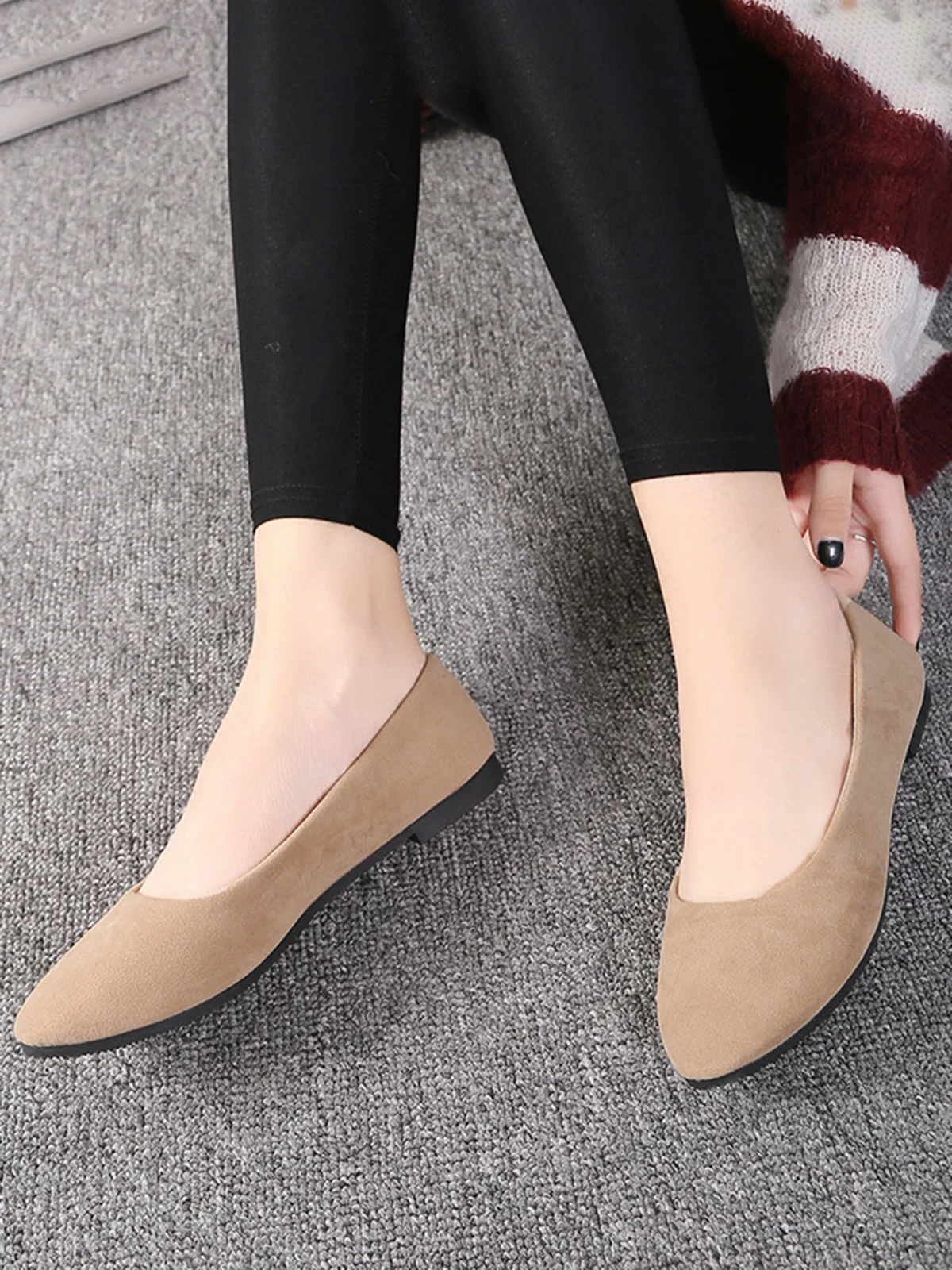 Multi-color Breathable Plain Velvet Simple Non-SlipSlip On Shallow Shoes Non-Slip Flat Heel Shoes