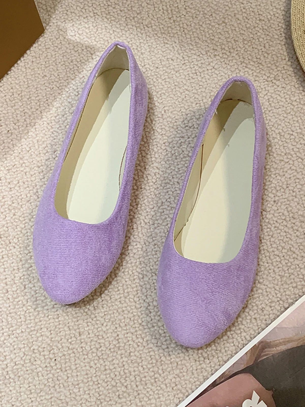 Multi-color Breathable Plain Velvet Simple Non-SlipSlip On Shallow Shoes Non-Slip Flat Heel Shoes