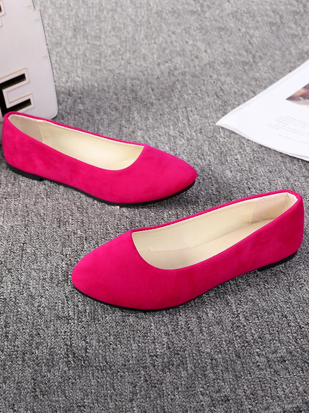 Multi-color Breathable Plain Velvet Simple Non-SlipSlip On Shallow Shoes Non-Slip Flat Heel Shoes