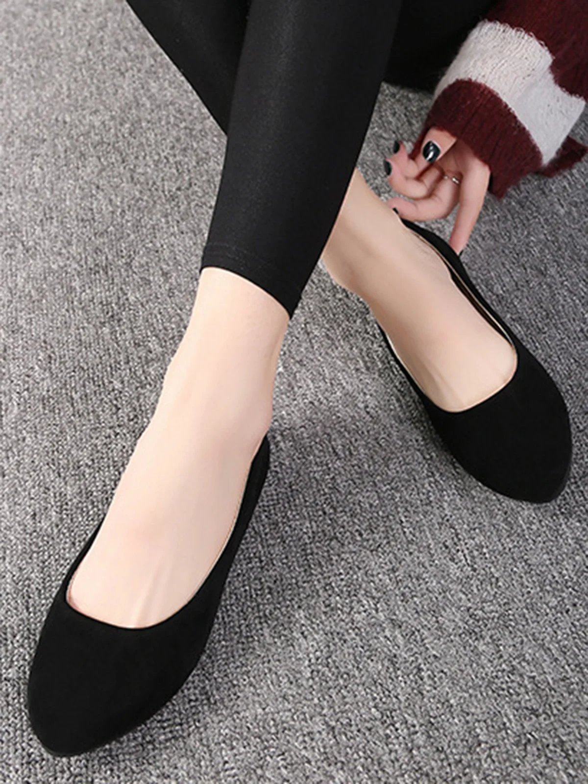 Multi-color Breathable Plain Velvet Simple Non-SlipSlip On Shallow Shoes Non-Slip Flat Heel Shoes