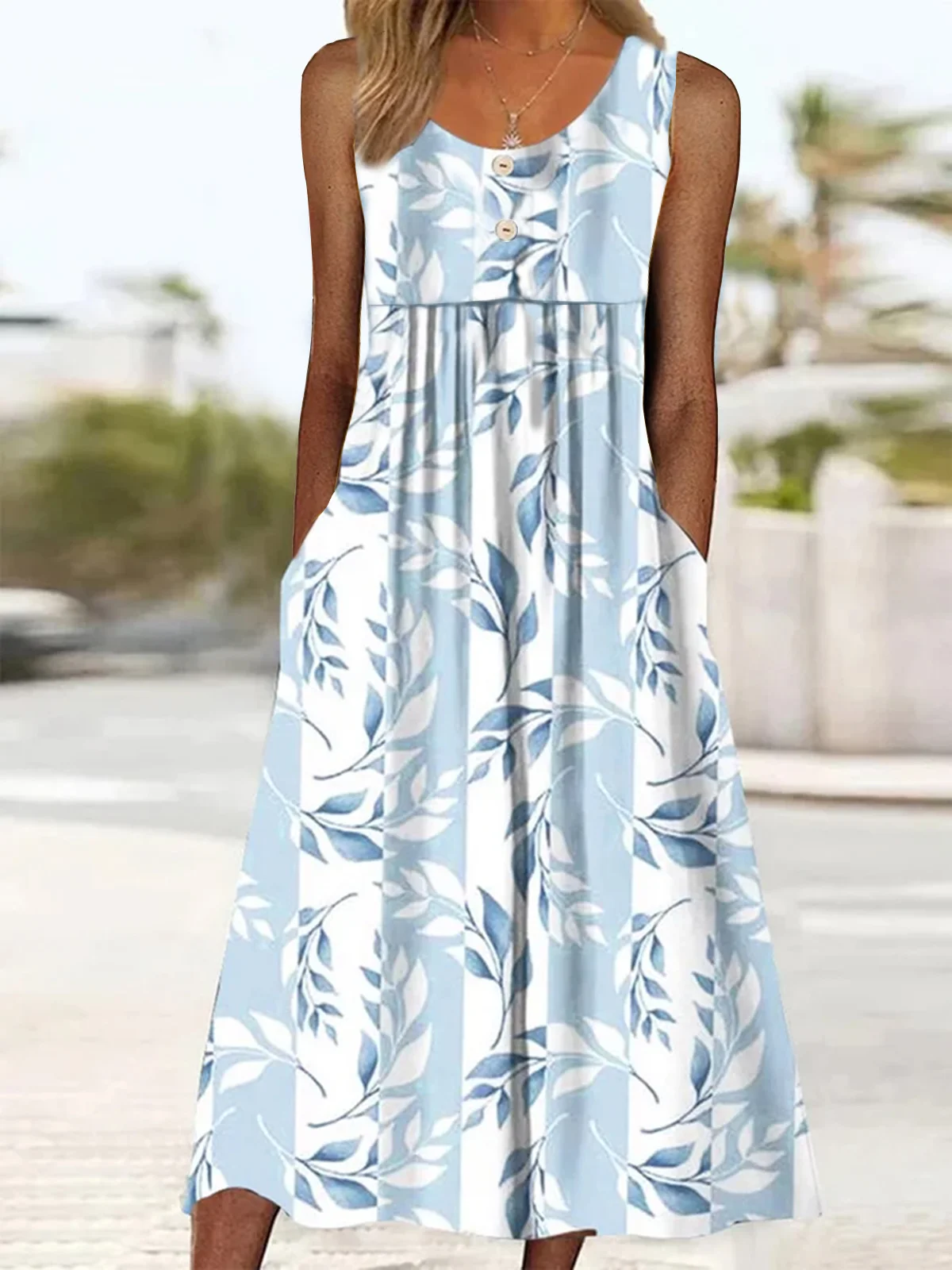 Elegant Two-Piece Set Floral Printed Tank Dress With Open Front Short Coat