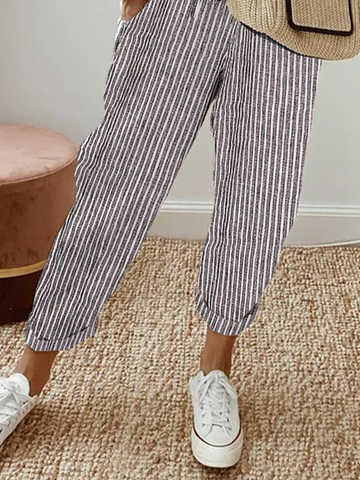 Striped Casual Loose Cotton Pants