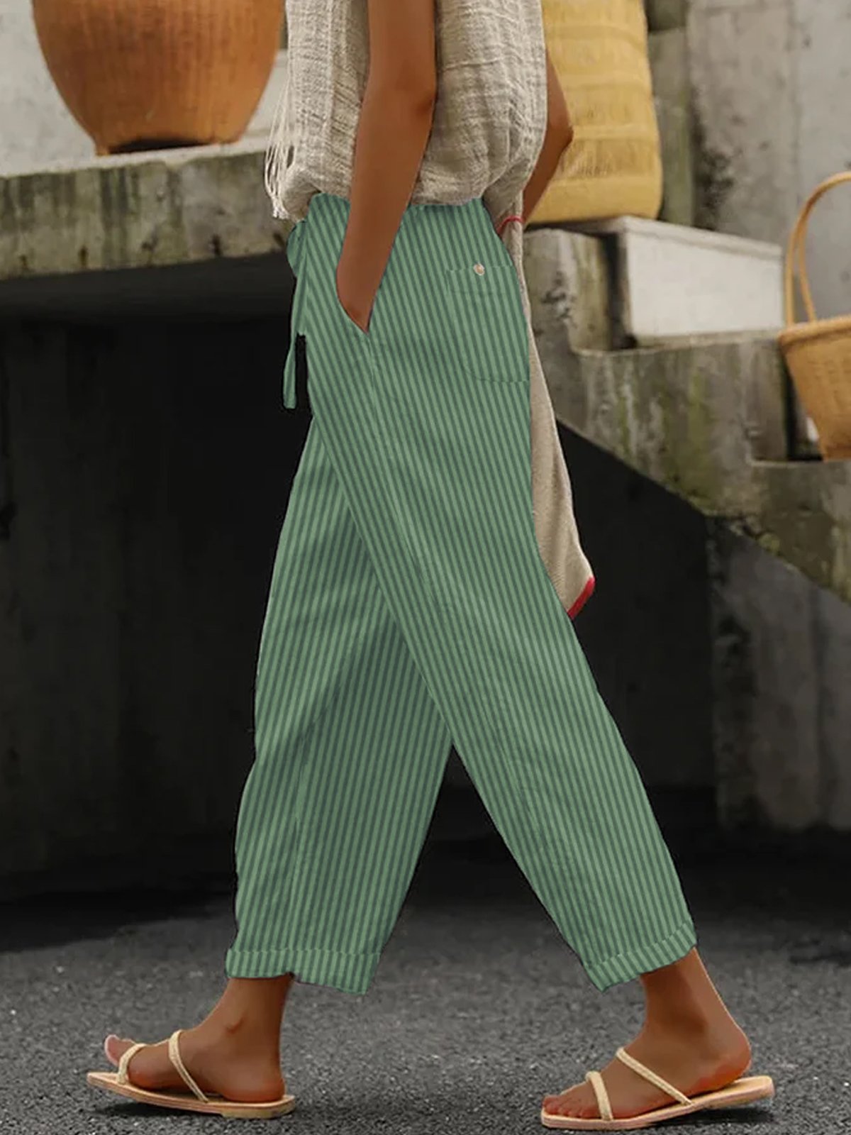Striped  Loose Casual Pants