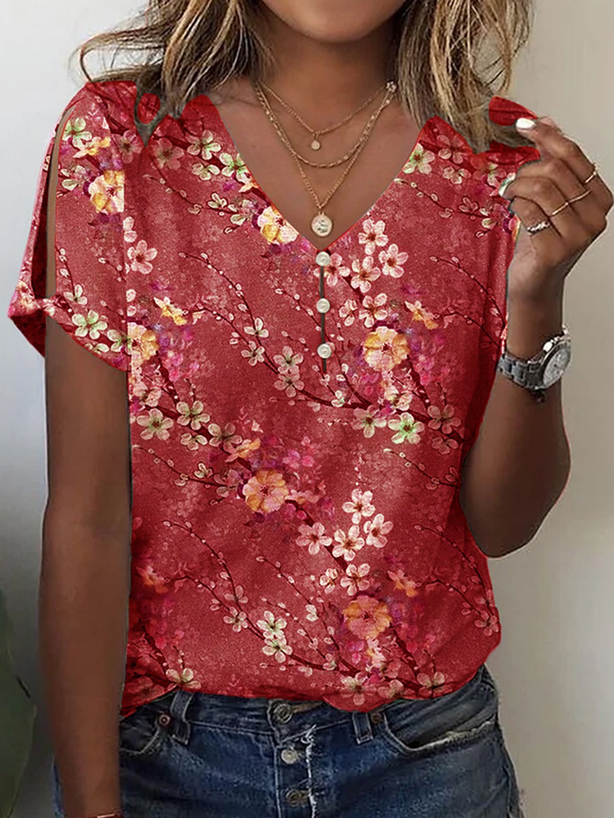 Loose Floral Printed Casual Shirt