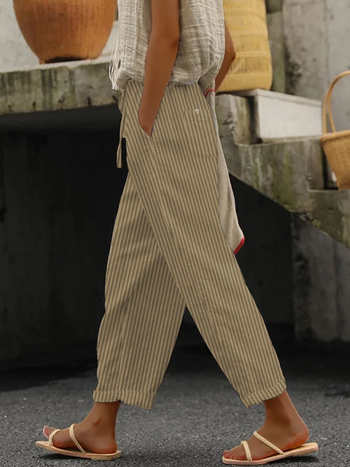 Striped  Loose Casual Pants