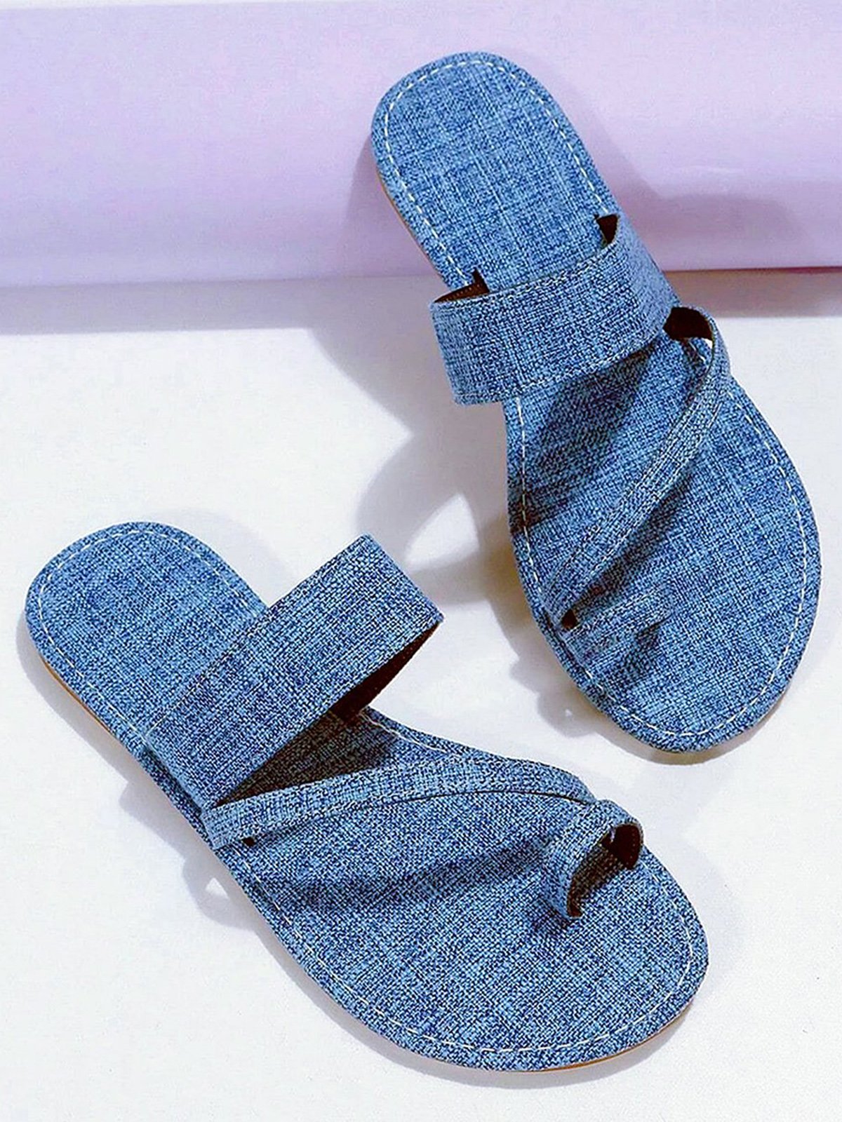 Casual Denim To Ring Slide Sandals