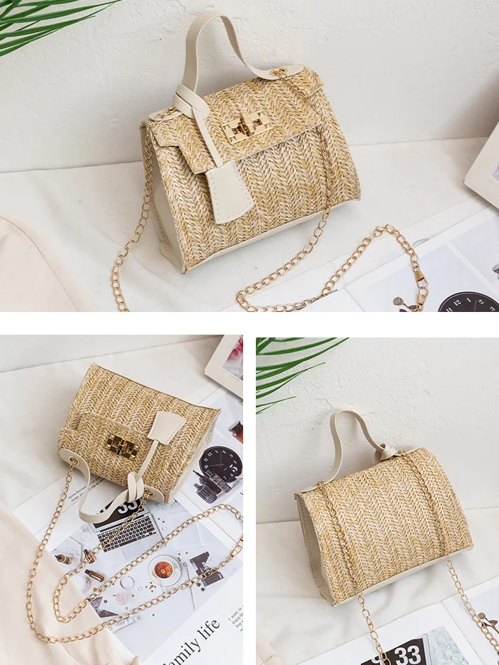 Urban Casual Straw Woven Messenger Bag Women's Handbag Vacation Daily