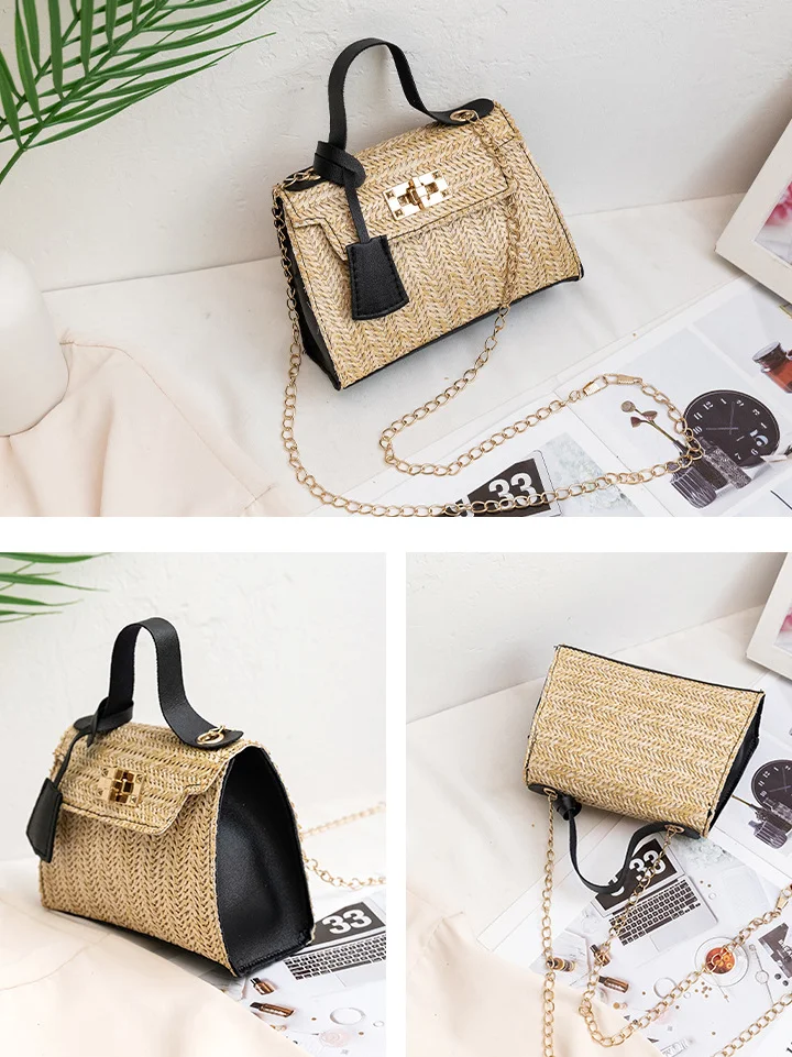 Urban Casual Straw Woven Messenger Bag Women's Handbag Vacation Daily