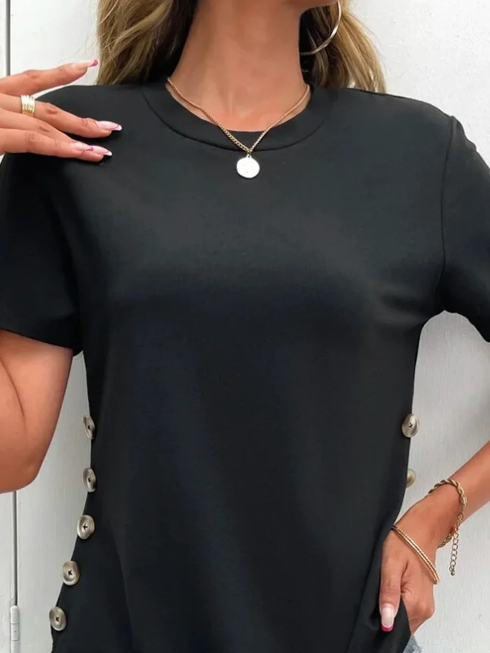 Crew Neck Casual Plain Regular Fit T-Shirt