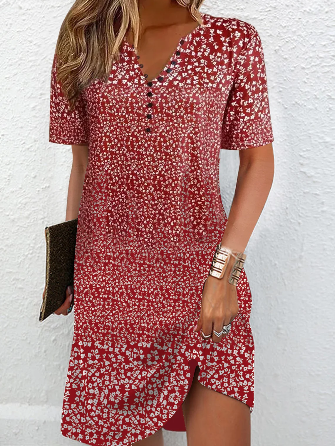 Floral Loose Shirt Collar Casual Dress