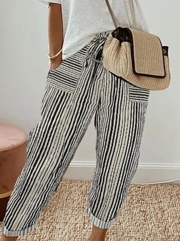 Abstract Stripes Loose Casual Pants