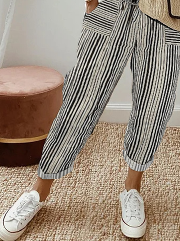 Abstract Stripes Loose Casual Pants