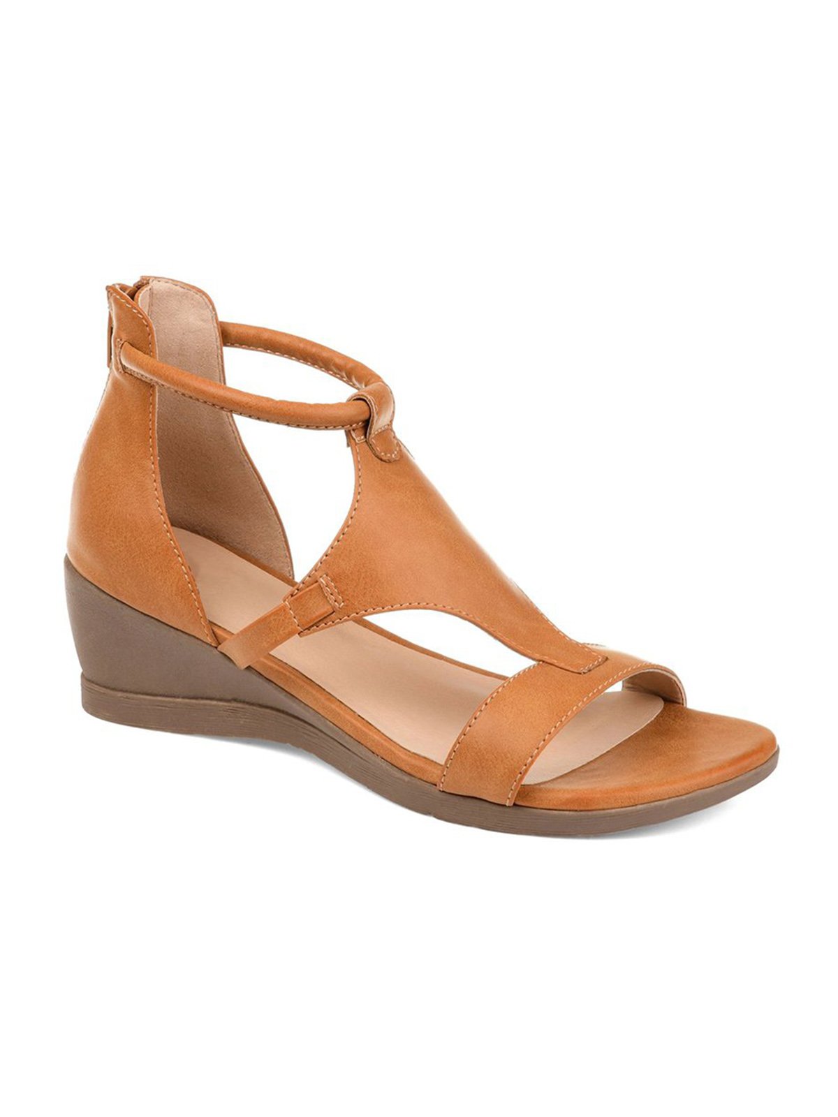 zolucky Women Casual Leather Comfy Wedge Sandals