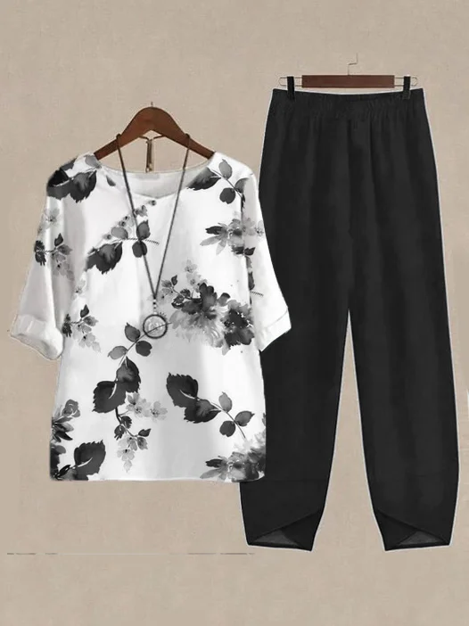 Loose Casual Floral Two-Piece Set