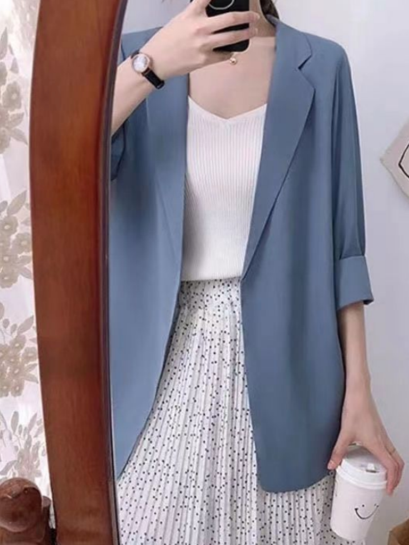 Lapel Collar Plain Casual Blazer