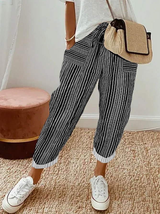 Abstract Stripes Loose Casual Pants