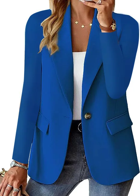 Lapel Collar Casual Plain Blazer