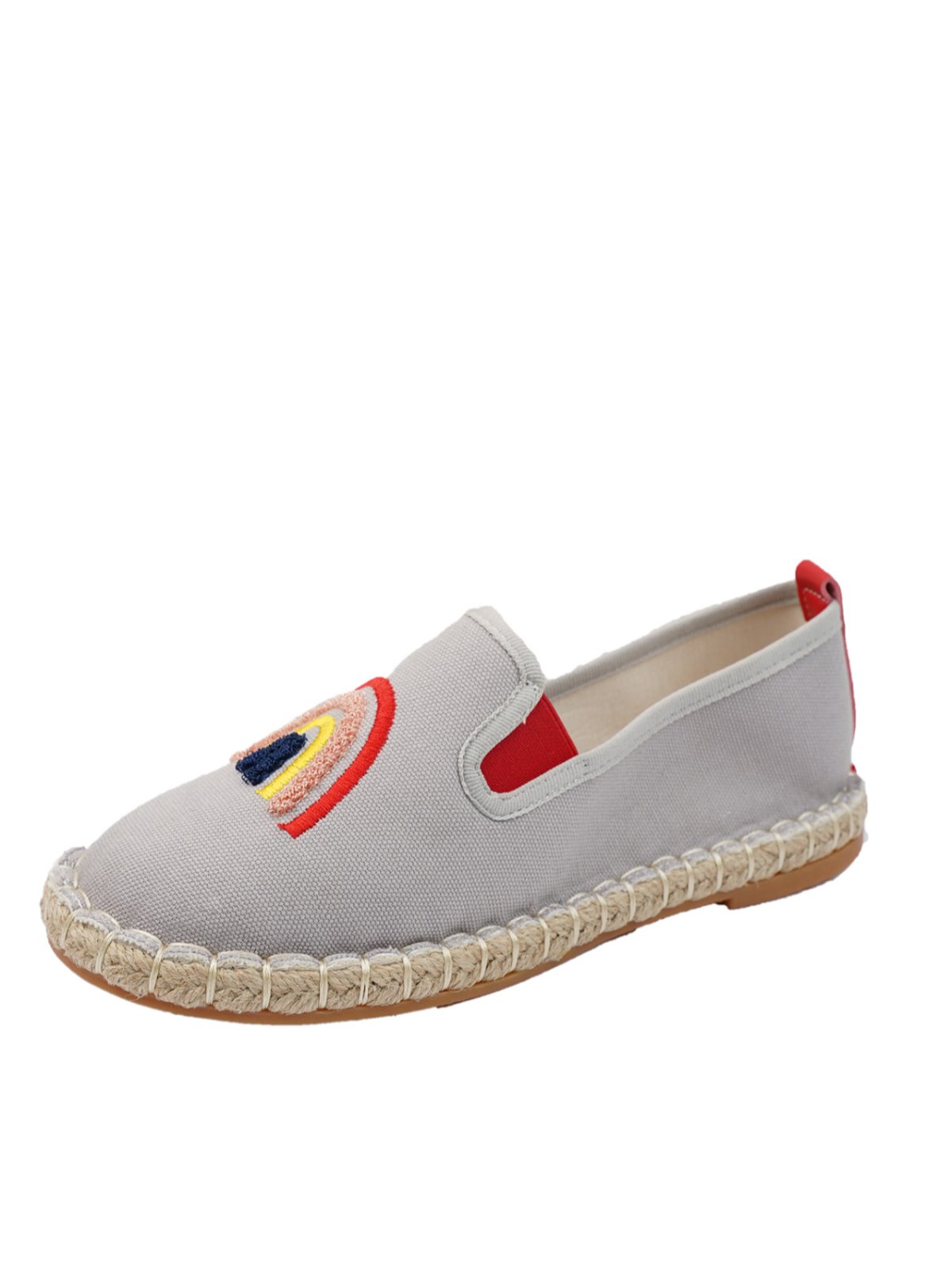 Rainbow Embroidery Flat Slip On Espadrille Shoes