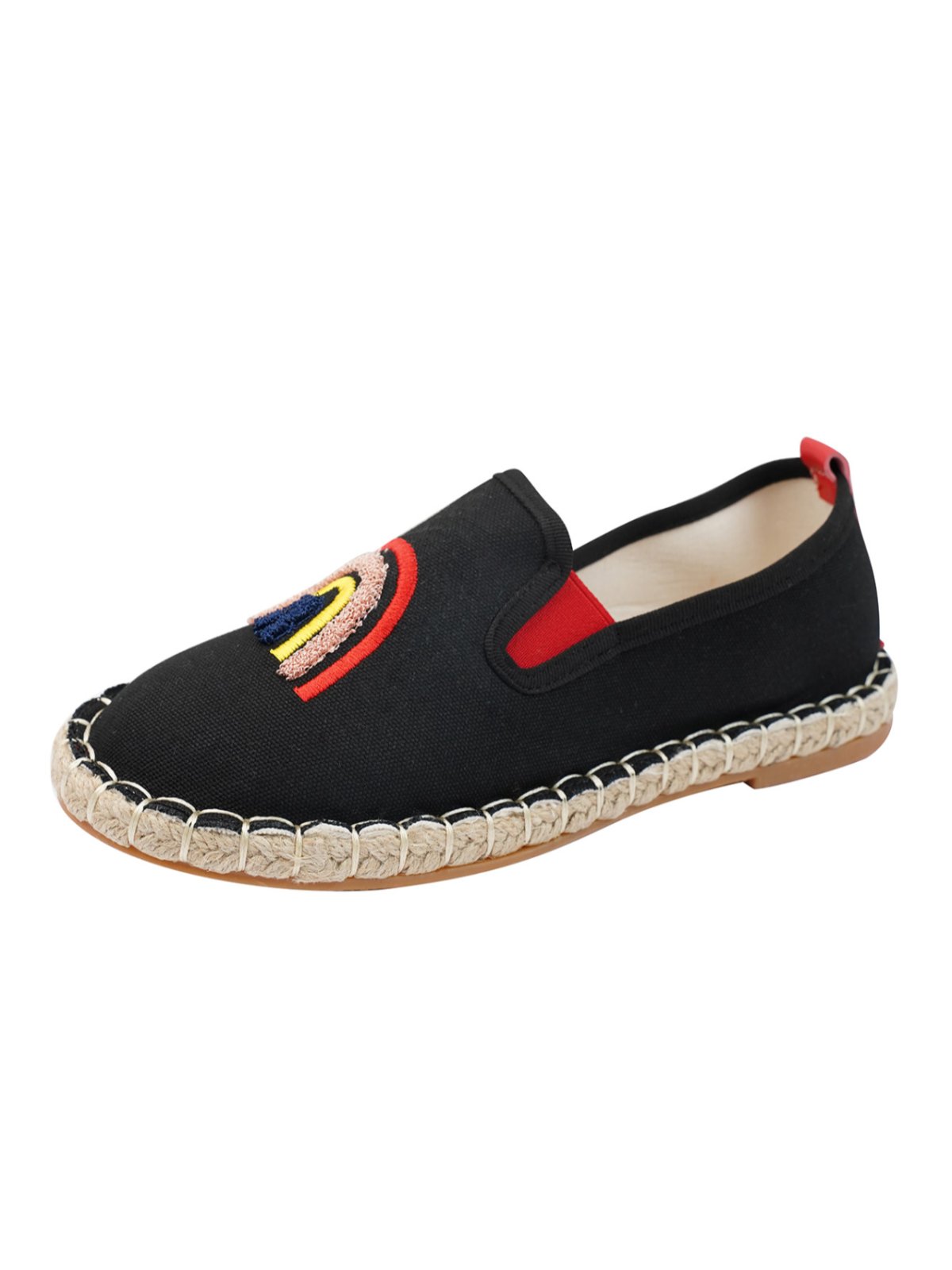 Rainbow Embroidery Flat Slip On Espadrille Shoes