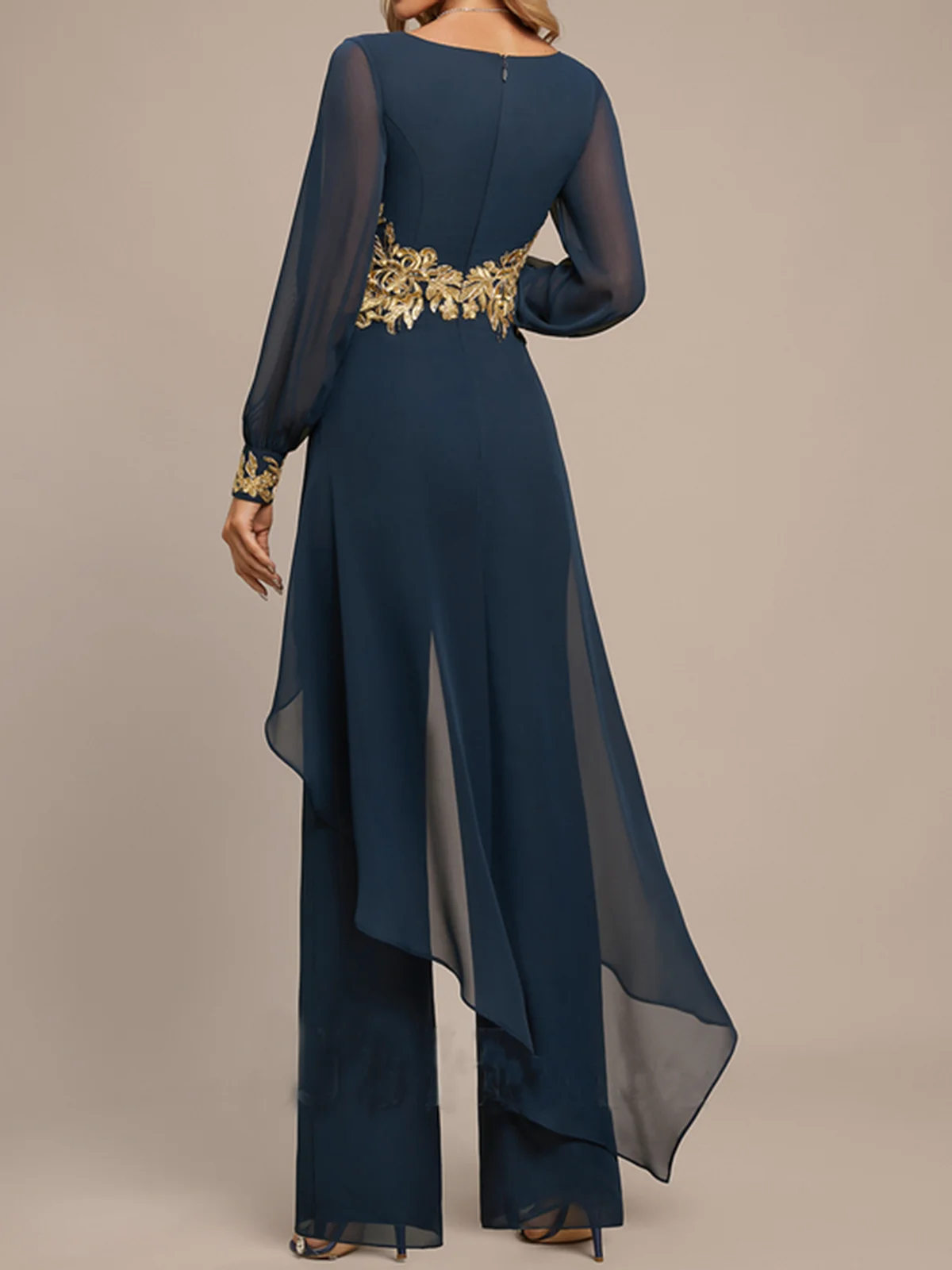 Chiffon V Neck Evening Elegant Jumpsuit