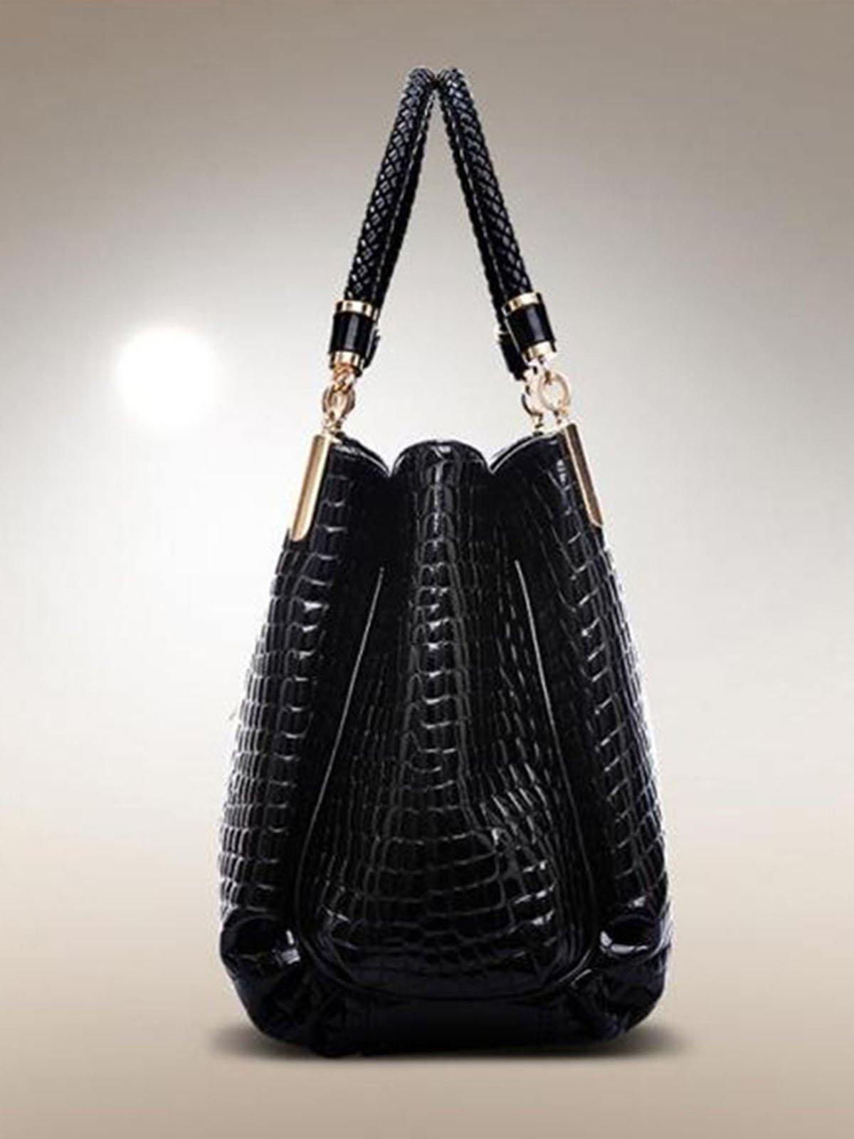 Shiny Crocodile Faux Leather Urban Commuter Handbag