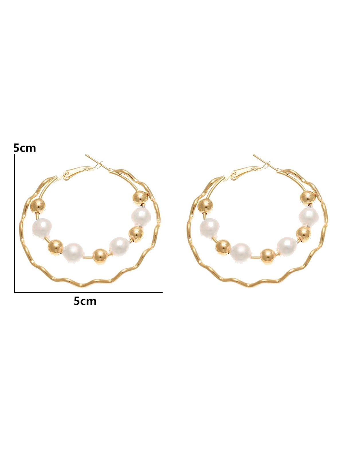 Elegant Double Layer Beaded Imitation Pearl Hoop Earrings